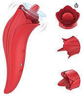 Вибраторы и виброигрушки Женский клиторальный вибратор вибро-язычек Vibrator Rose Мини вибратор для двоих