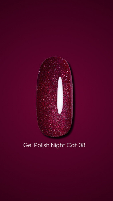 Dark gel polish Night Cat 08, 6 ml, фото 1