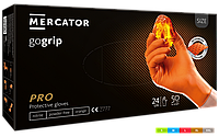 Рукавички нітрилові щільні, Помаранчеві (7 г) MERCATOR gogrip М, (50 шт./пач.)