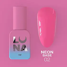 LunaMoon Neon Base 02 (Барбі) (13 мл.) - камуфлююча база для покриття та вирівнювання