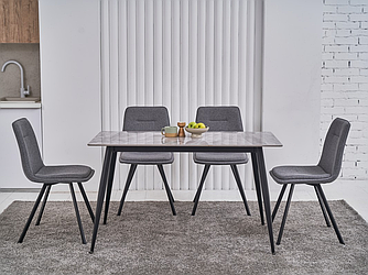 Обеденный керамический стол TM-100 калакатта грей + черный