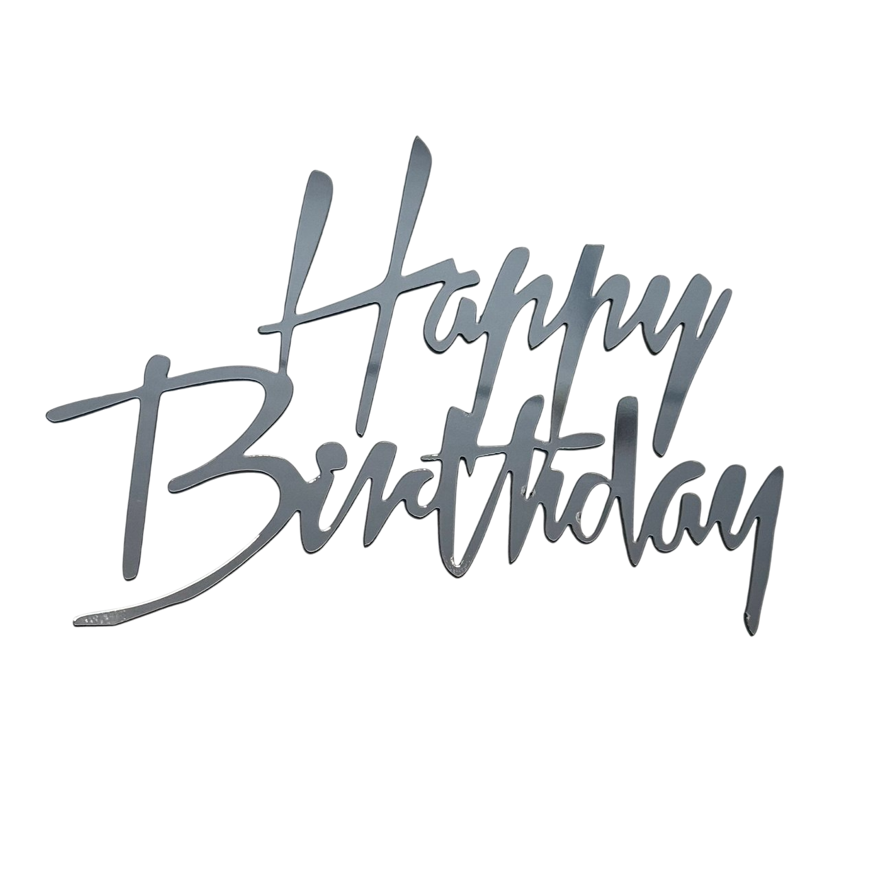 Топпер акриловий Happy birthday, срібло, фото 1