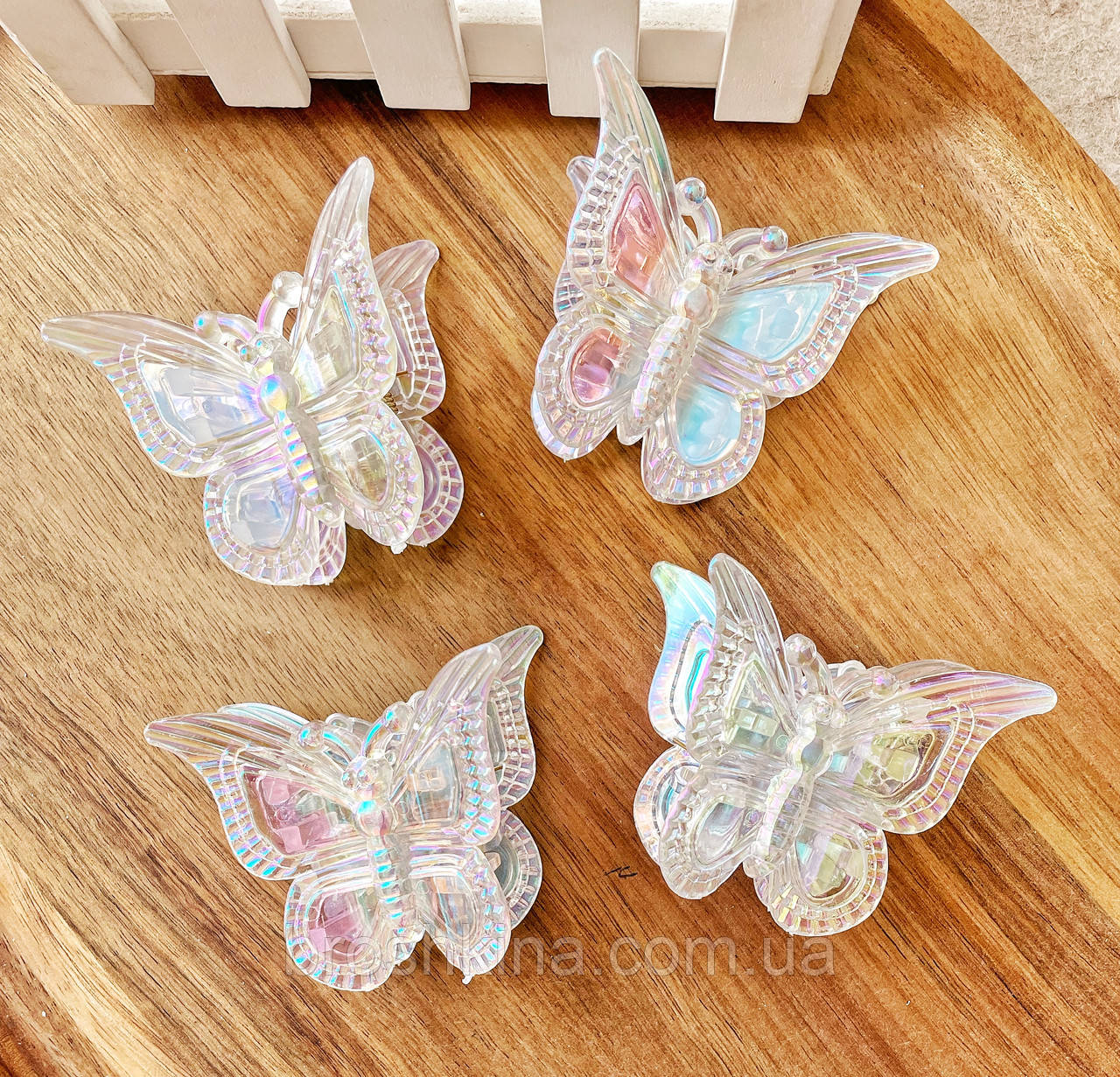 Краби для волосся оптом 7*6*3 см пластик 12 шт./пач. МЕТЕЛИКИ ПЕРЛАМУТРОВІ ПРОЗОРІ, фото 1