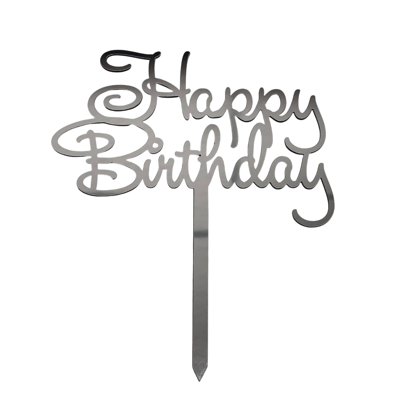 Топпер акриловий Happy birthday, срібло, фото 1
