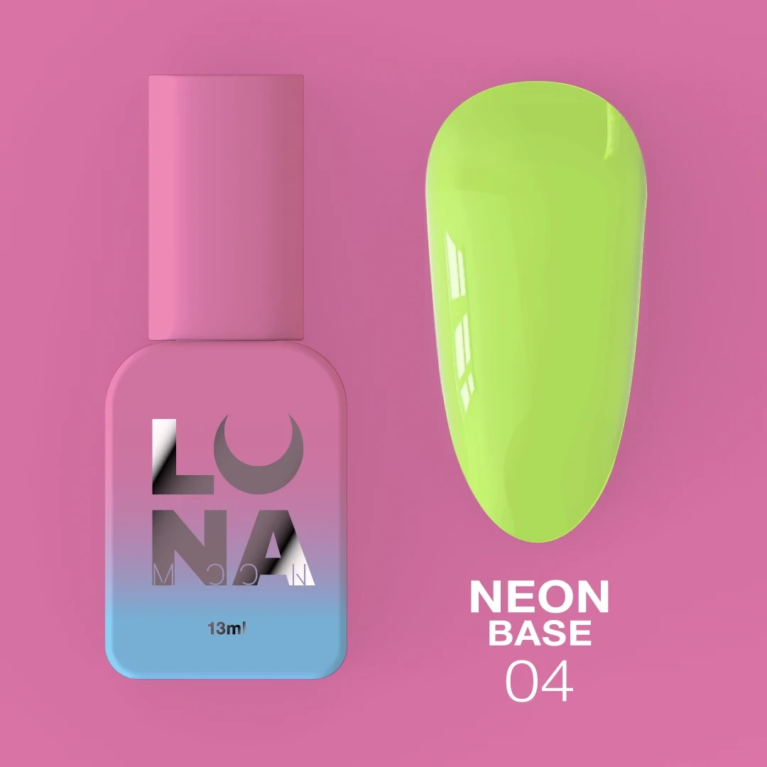 LunaMoon Neon Base 04 (13 мл.) - камуфлююча база (неоново-жовта) для покриття та вирівнювання