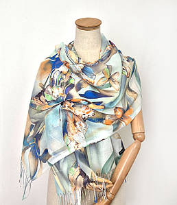 Шарф весняний тонкий легкий котон/віскоза Іріси Метелики