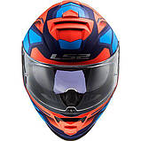 Мотошолом LS2 FF800 Storm Faster Matt Fluo Orange Blue, фото 2