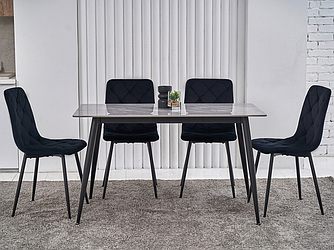 Обеденный керамический стол TM-100 ребекка грей + черный
