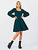 Красиве класичне лаконічне коктейльне плаття, темно-зелене, фото 4