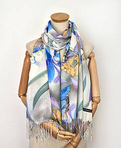 Шарф весняний тонкий легкий котон/віскоза Іріси Метелики