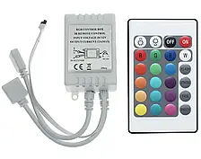 Контролер RGB для LED-стрічки, контролер для світлодіодної стрічки, диммер, 12 А (2х6А) 144 Вт, 24 кнопки 12 В