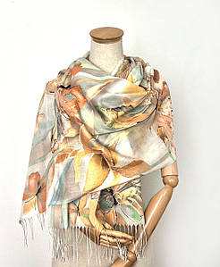 Шарф весняний тонкий легкий котон/віскоза Іріси Метелики