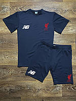Літній комплект 2 в 1 New Balance Liverpool, Ліверпуль темно-синя футболка та темно-сині шорти, S