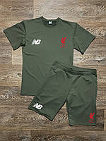 Літній комплект 2 в 1 New Balance Liverpool, Ліверпуль зелена футболка та зелені шорти, S