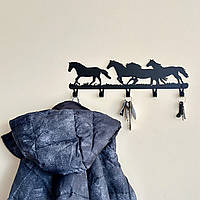 Вішалка для одягу та аксесуарів Коні, 5 гачків, ширина основи для гачків 40см