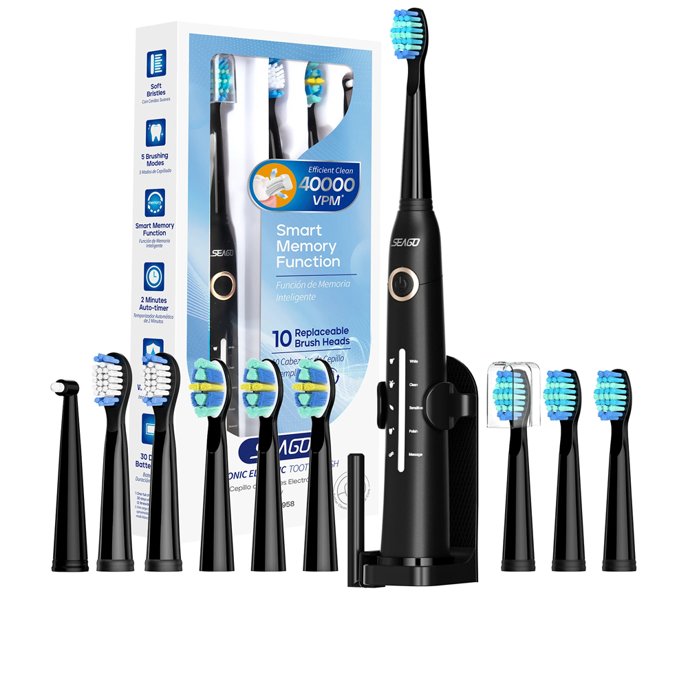 Електрична зубна щітка SEAGO SG-958 Rechargeable Sonic + 10 насадок