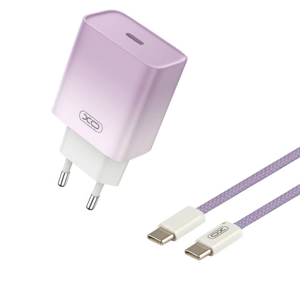 Зарядний пристрій для телефона XO CE18 Type-C PD/QC 30W з кабелем Type-C to Type-C, Фіолетовий