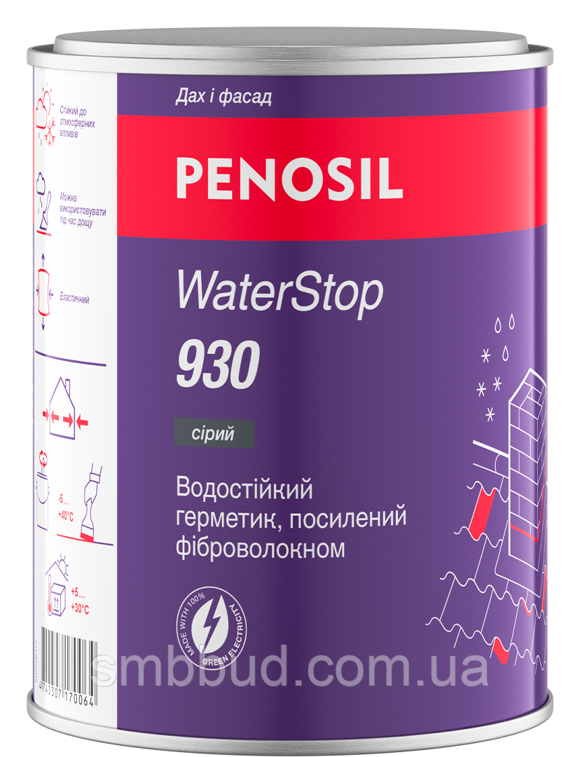 Герметик водотривкий PENOSIL Premium WaterStop Sealant з фіброволокном 1 л