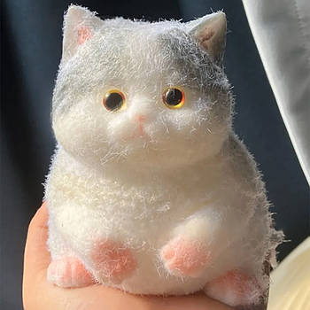 Іграшка антистрес Пухнастий котик 18 см, Сірий / Великий таба котик / Сквіш кіт / Котик антистрес