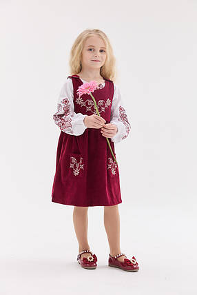 Сарафан з вишивкою для дівчинки MEREZHKA "Зірочка" (бордовий), фото 1