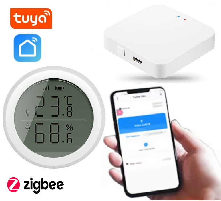Бездротовий датчик температури та вологості 1DAL HS03 + Хаб ZigBee Tuya WG128A