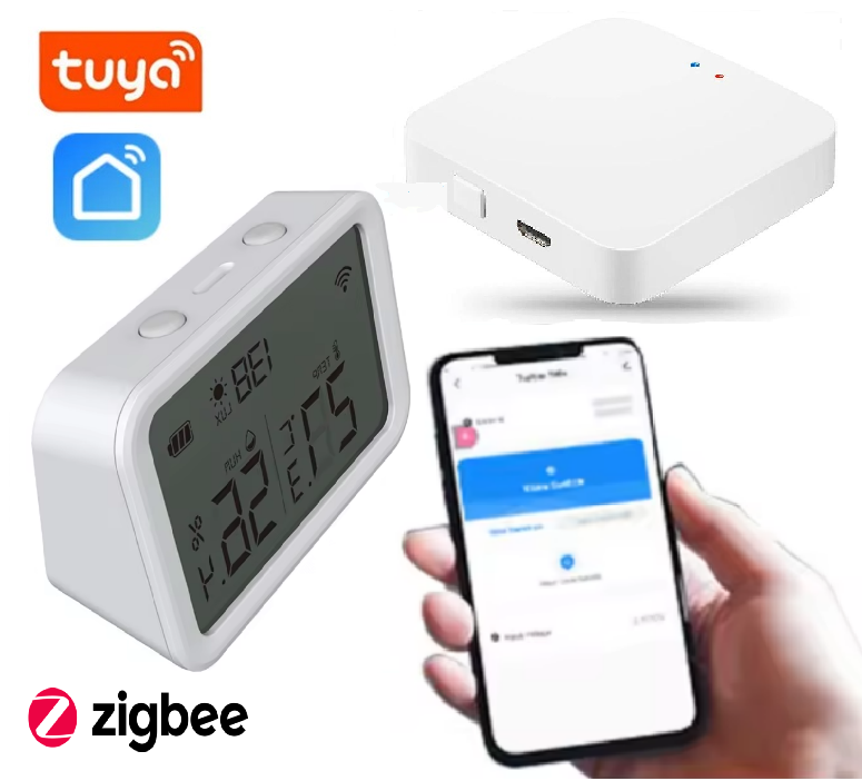 Smart датчик температури та вологості 1DAL TH02B + Хаб ZigBee Tuya WG128A