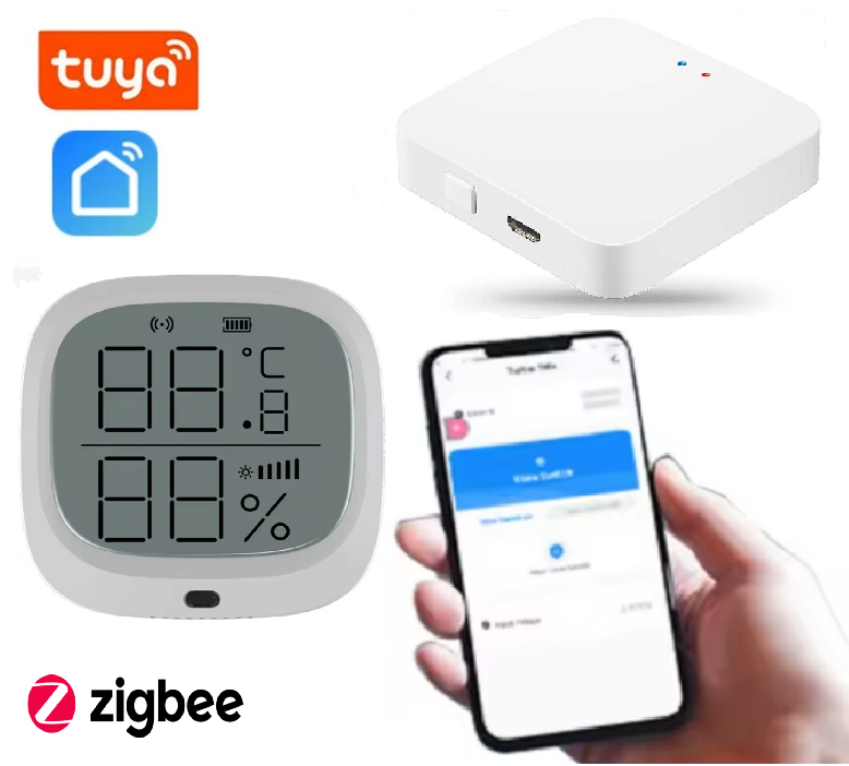 ZigBee датчик температури та вологості 1DAL THS-ZB + Хаб Tuya WG128A