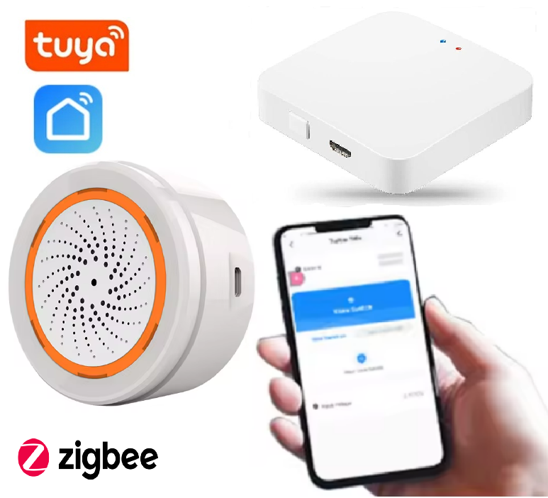 Smart-сирена до розумного дому 1DAL AB02B2 + Хаб ZigBee Tuya WG128A