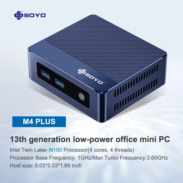 SOYO M4 Plus Міні-ПК, Mini PC, Комп'ютер (Intel N150, DDR4 16GB