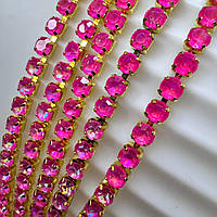 Стразовий ланцюжок  Rose Delite ss6 (2mm), колір металу золото, 10 см