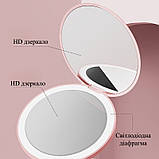 Кишенькове косметичне дзеркало з LED-підсвіткою на акумуляторі Pocket Mirror рожеве (GS-176841), фото 9