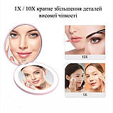 Кишенькове косметичне дзеркало з LED-підсвіткою на акумуляторі Pocket Mirror рожеве (GS-176841), фото 4