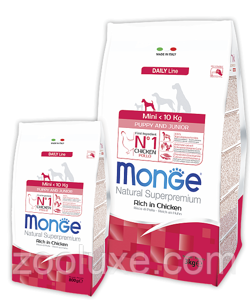 Monge Mini Puppy & Junior Rich in Chicken 3 кг корм для собак і цуценят Монж Міні Паппі Джуніор Курка