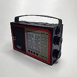 Портативний радіоприймач акумуляторний з годинником та ліхтариком, радіоприймач у ретро стилі M-559BT, фото 6