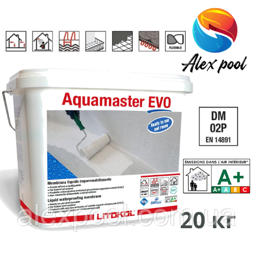 Litokol AQUAMASTER EVO 20 кг Еластична однокомпонентна гідроізоляція, готова до застосування