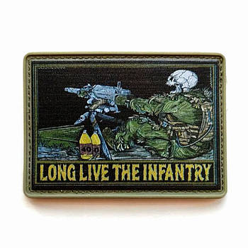 Шеврон ПВХ LONG LIVE THE INFANTRY на липучці для велкро патч гумовий