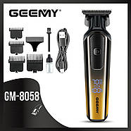 Машинка для стрижки з 4 насадками та дисплеєм на акумуляторі Geemy GM-8058Q, фото 2