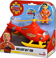 Ігровий набір Simba Fireman Sam Wallaby with Tom пожежний гелікоптер з фігуркою Тома