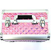 Кейс для майстра, б'юті кейс для майстра б'ютііндустрії з ручкою ADH-1403SL рожевий перламутровий ромб, фото 3