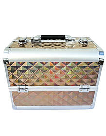 Кейс для майстра універсальний органайзер для майстрів, б'ютікейс ADH-1403SL Золотий ромб перламутровий