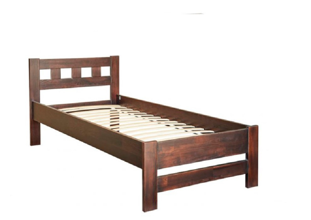 Ліжко дерев'яне 900 Верона з ламелями Матеріал Бук, колір горіх Меблі Сервіс, фото 1