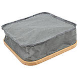 Органайзер для зберігання білизни бамбуковий 30х30х9,5см, кофр для речей з бамбука та текстилю на 9 осередків, сірий, фото 3