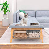 Лавка стійка для взуття бамбукова, взуттєва лавка з сидінням у передпокій, банкетка з полицею з бамбука, фото 8