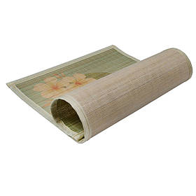 Бамбуковий килимок сервірувальний на стіл 45x30см, серветка для сервірування столу з бамбука, оливковий з квітами