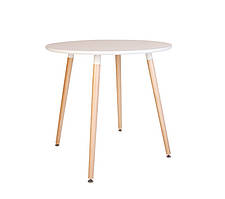 Стіл обідній Modern wood 4L бук 1.007 метал white hpl h19 бежева d900 мм (Новий Стиль ТМ)