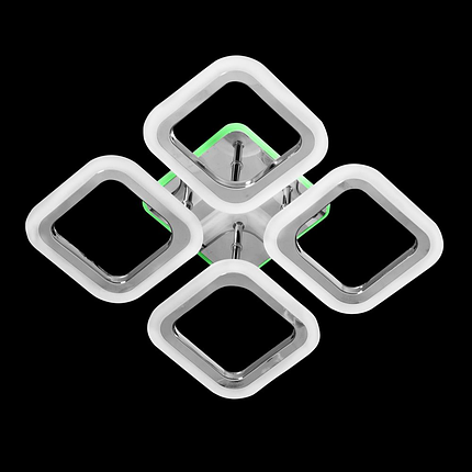 Люстра світлодіодна "Четире квадрата" з пультом керування й різнобарвною підсвіткою основи, 80 Вт, хром, фото 1