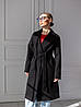 Зимове чорне тепле жіноче якісне утеплене пальто з кашеміру, р 40-50 кашемірове чорне зимове пальто, фото 4