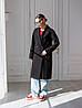 Зимове чорне тепле жіноче якісне утеплене пальто з кашеміру, р 40-50 кашемірове чорне зимове пальто, фото 7