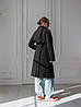 Зимове чорне тепле жіноче якісне утеплене пальто з кашеміру, р 40-50 кашемірове чорне зимове пальто, фото 9