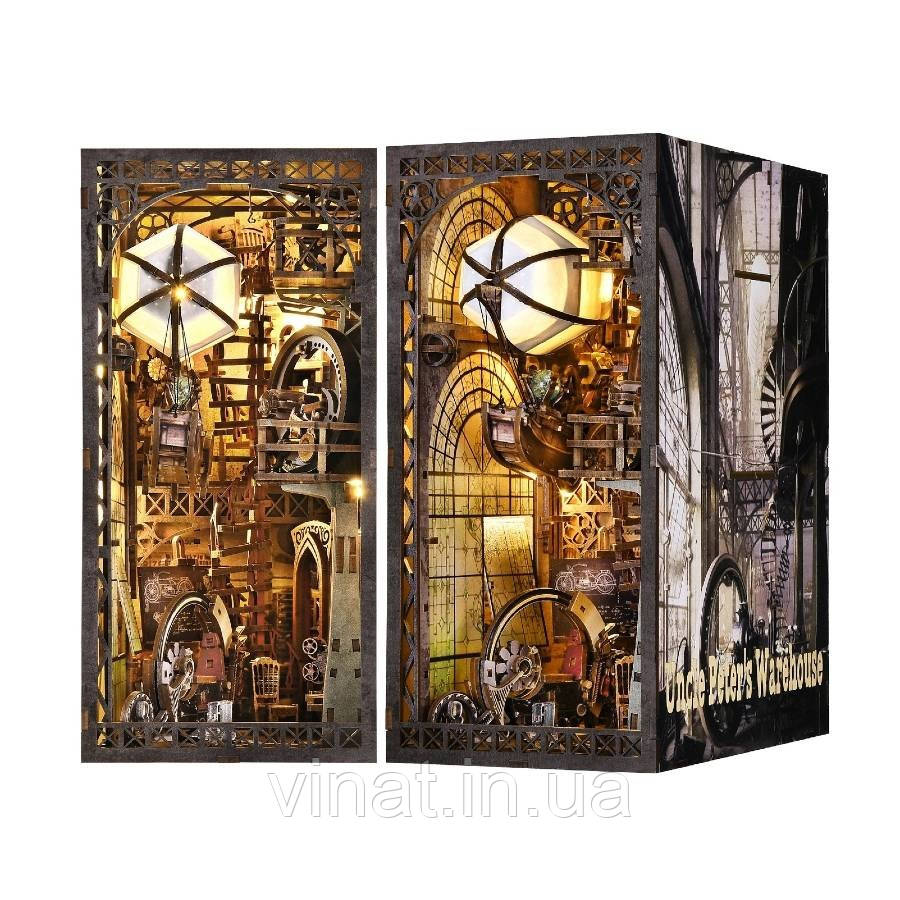 Бук Нук Майстерня з дирижаблем дядька Пітера Uncle Peter's Airship Warehouse DIY Book Nook Інтерьерний конструктор